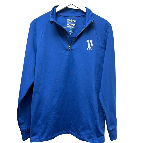 Oscar Jocobson Base Layer Small Mens Golf Pullover Blue WPS Thermal Top 1/4 Zip - Picture 1 of 13